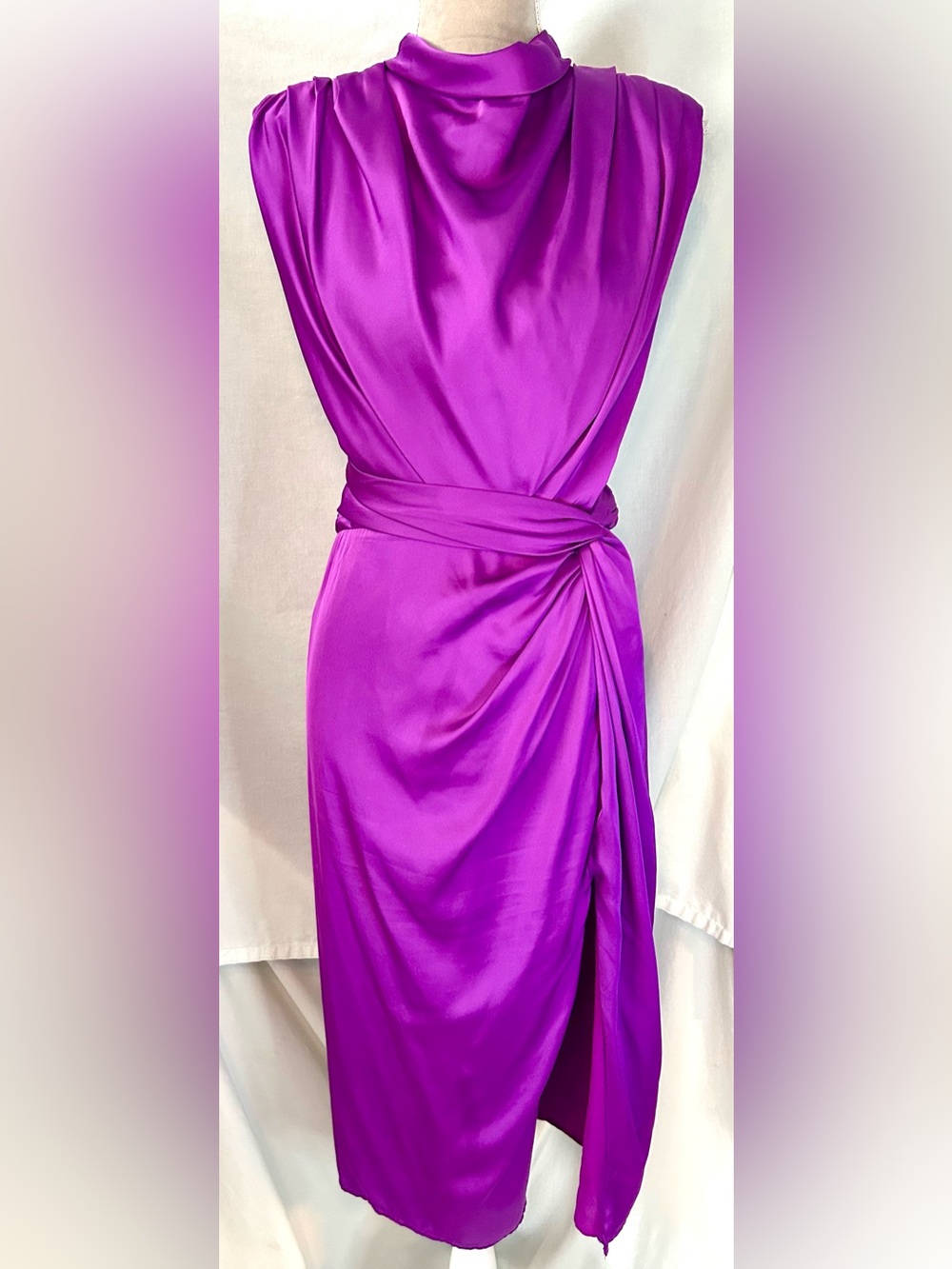 DO+BE Amber Twist Draped Midi Dress in Berry, Size M